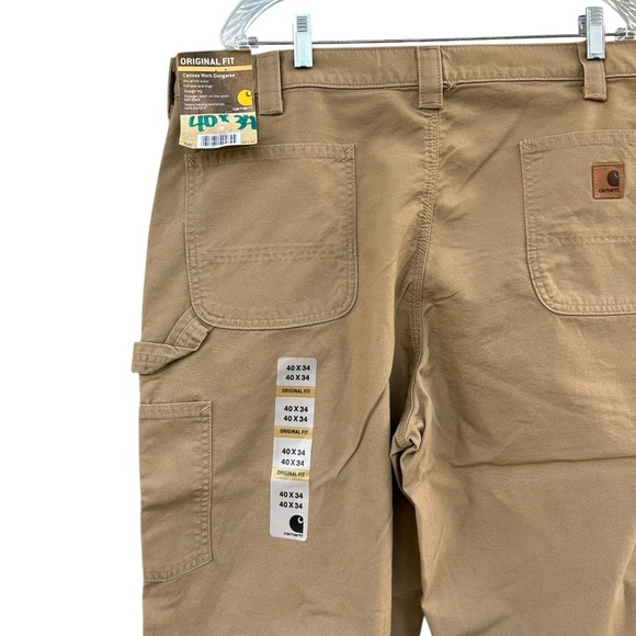 NWT Carhartt Canvas Work Dungarees- Size 40 x 34 - Tan Khaki - Picture 6 of 7